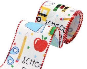 Ruler Ribbon School Ribbon 2.5 Inch Wired Ribbon Back to School Ribbon ...