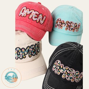 AMEN Floral Embroidered Patch Baseball Cap | Faith-Based Christian Hat | Trendy Floral Cap |Gift for Her |Trendy Amen Hat | Fun Baseball Cap