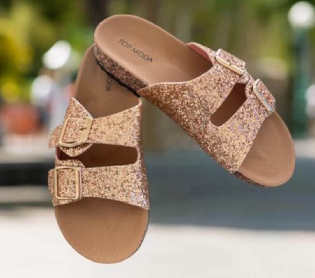 Birkenstock Inspired Sandal/summer Shoes/rose Gold Sandals/buckle