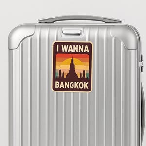 Bangkok Pride Travel Sticker | I Wanna Bangkok Queer Vinyl Decal | Retro LGBTQ Thailand Luggage Sticker | Wat Arun Souvenir