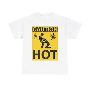 Caution HOT T-Shirt | Gay Stick Figure Graphic Tee | Funny Queer Shirt NSFW | LGBTQ Pride Top | Bold Sex Positive Adult Humor Gift
