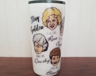 Goldern girls tumbler golden girls glitter tumbler handmade stay golden stainless steel glitter dipped custom tumbler coffee travel mug