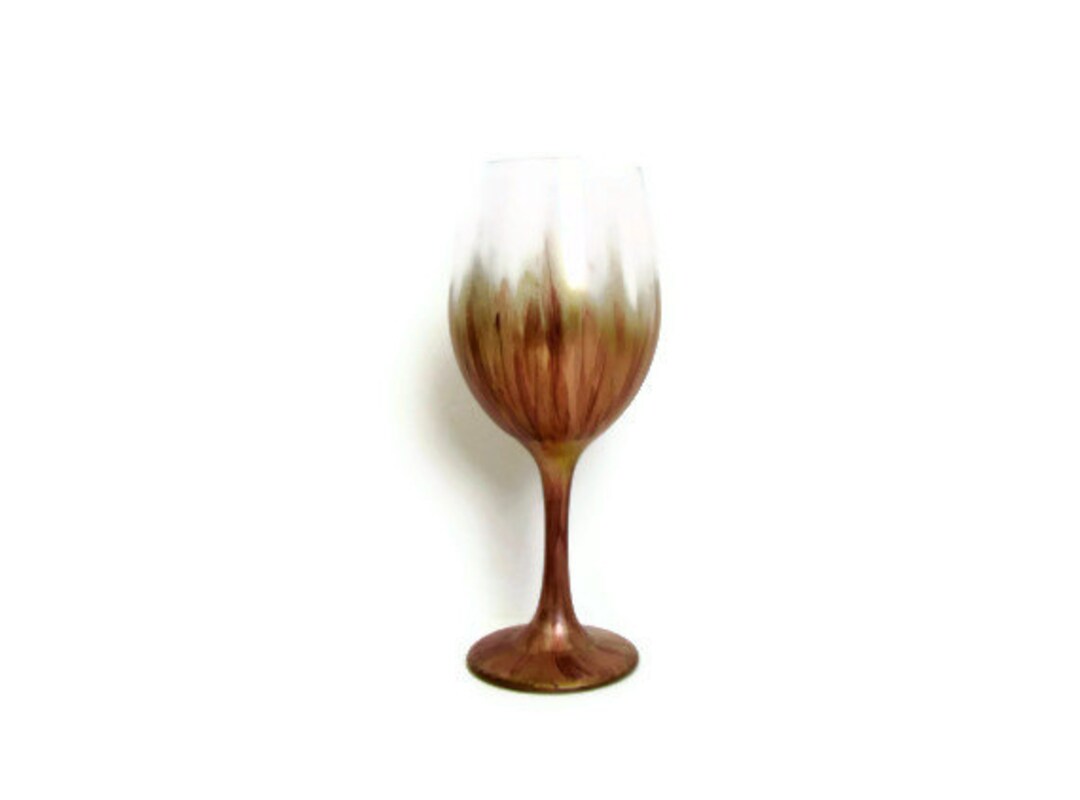 Wine Glass Hand Painted Glass Gold Brushed Painted Glass Personalized