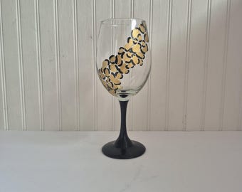 Cheetah print wine glass leopard painted wine glass hand painted leopard print wine glass animal print wine glass custom painted glass