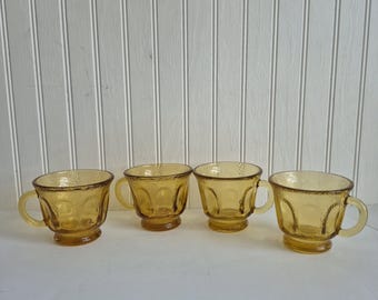 Vintage punch cup Hazel Atlas amber punch cup teacup pebbelstone and thumbprint design vintage yellow teacup *Sold separately