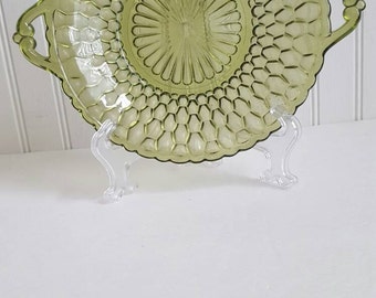 Vintage green dish bowl indiana glass bowl vintage green honeycomb bowl retro dish antique bowl farmhouse decor cottage decor