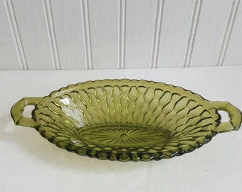 Vintage green dish bowl indiana glass bowl vintage green honeycomb bowl retro dish antique bowl farmhouse decor cottage decor