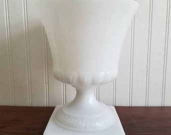 Vintage milk glass urn planter large pedestal vintage white vase rustic wedding decoration wedding centerpiece farmhouse decor E.O Brody