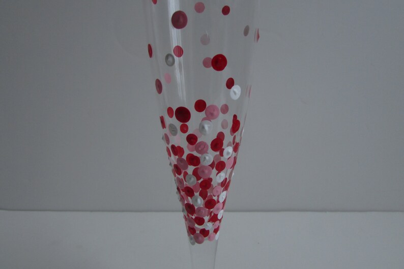 Hand painted champagne glasses valentine champagne glass polka dot confetti set of two valentine gift champagne flutes custom wine glass image 2