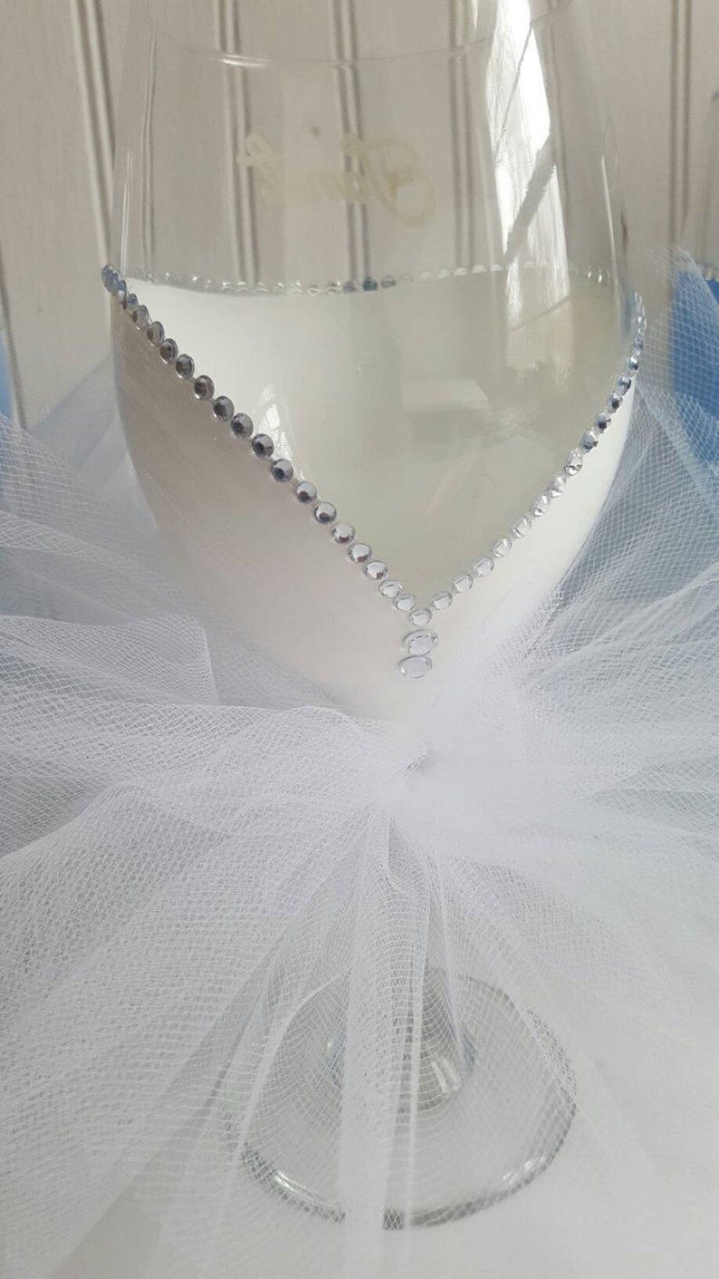 Wedding Glass Hand Painted Wine Glass With Tutu Skirt Wedding Etsy