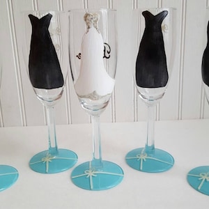 Champagne glass breakfast at tiffanys custom hand painted mimosa bar bridal shower wedding gift bachelorette party glass custom glass flute