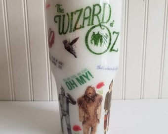 Glitter tumbler handmade tumbler stainless steel glitter dipped Wizard of inspired original Oz movie custom tumbler vintage movie tumbler