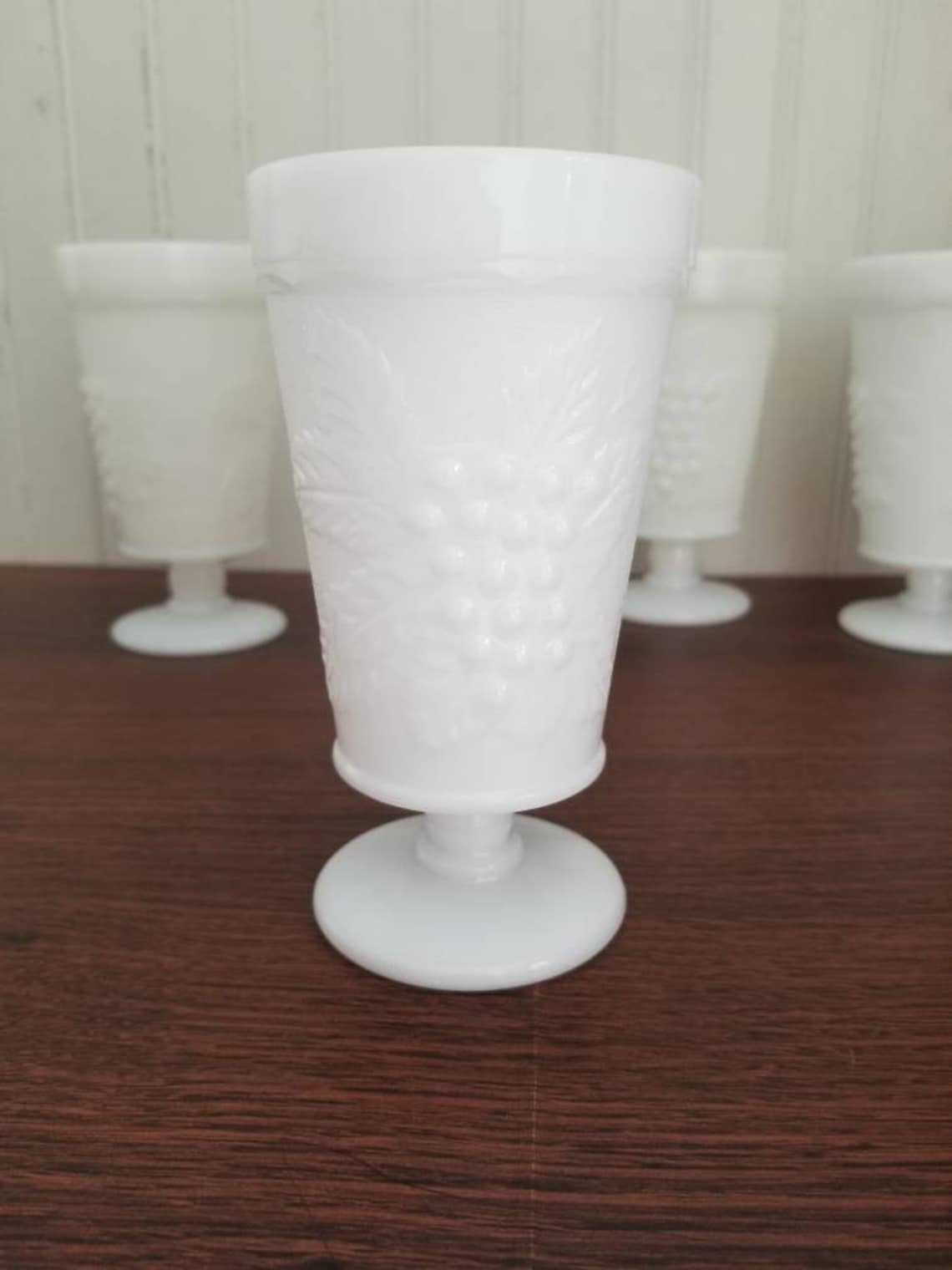 Vintage Milk Glass Goblets Set of Four Milk Glass Wedding Etsy