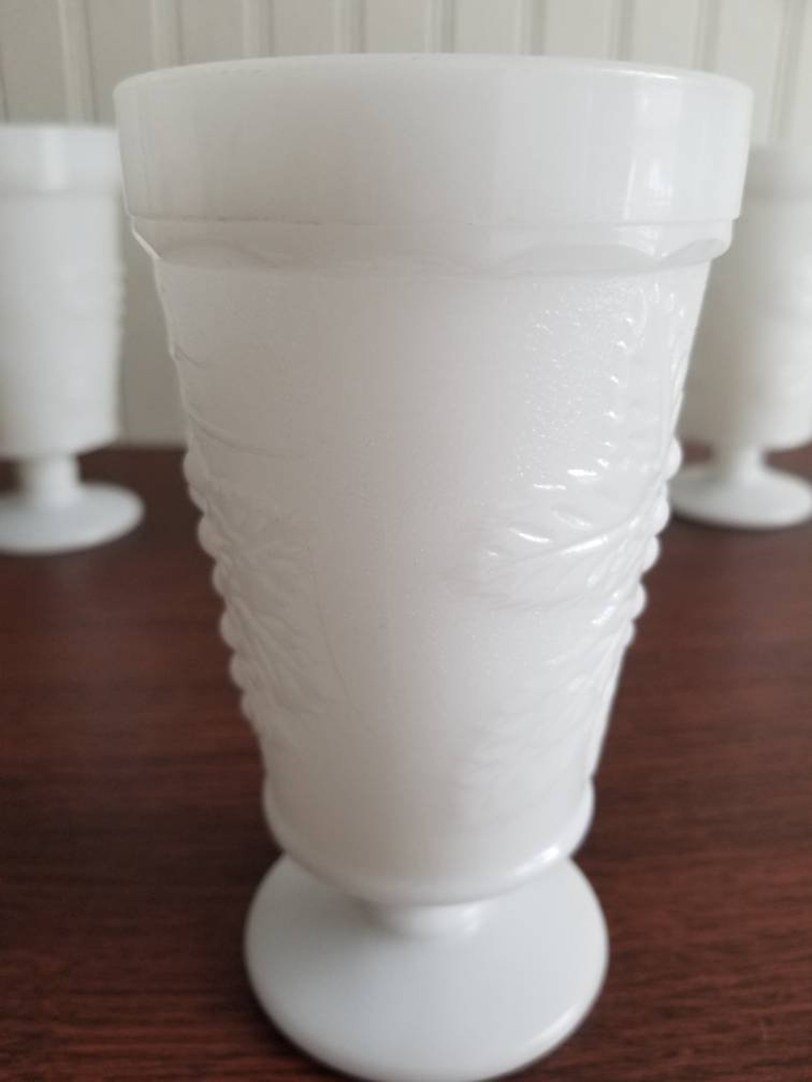 Vintage Milk Glass Goblets Set of Four Milk Glass Wedding Etsy