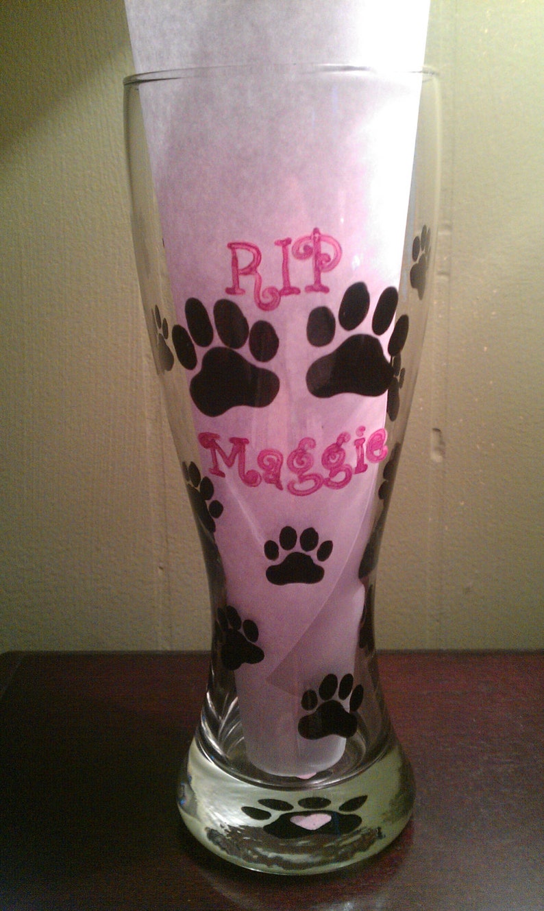 Painted Wine Glass Puppy Print Wine Glass Dog Glass Animal Etsy