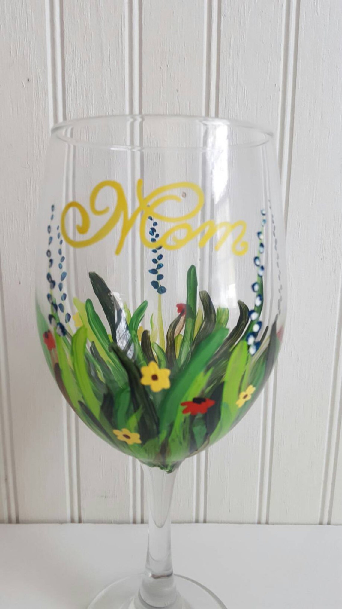 Hand Painted Wine Glass With Flowers Spring Glass Summer Wine Etsy