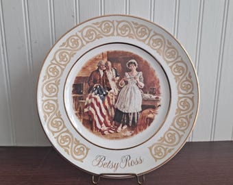 Vintage collectors plate Avon patriotic plate Betsy Ross US flag plate Avon collectable plate 1973 American flag plate vintage plate
