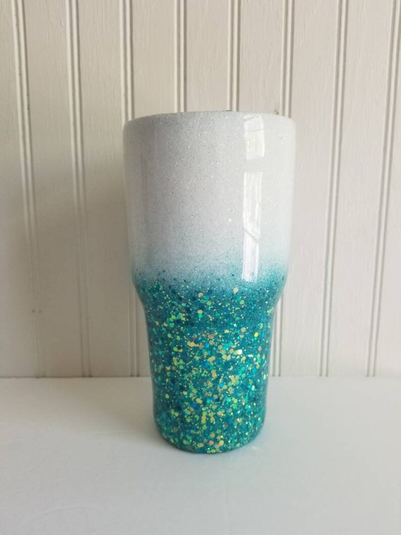 Glitter Tumbler Teal Glitter Tumbler Glitter Dipped Etsy