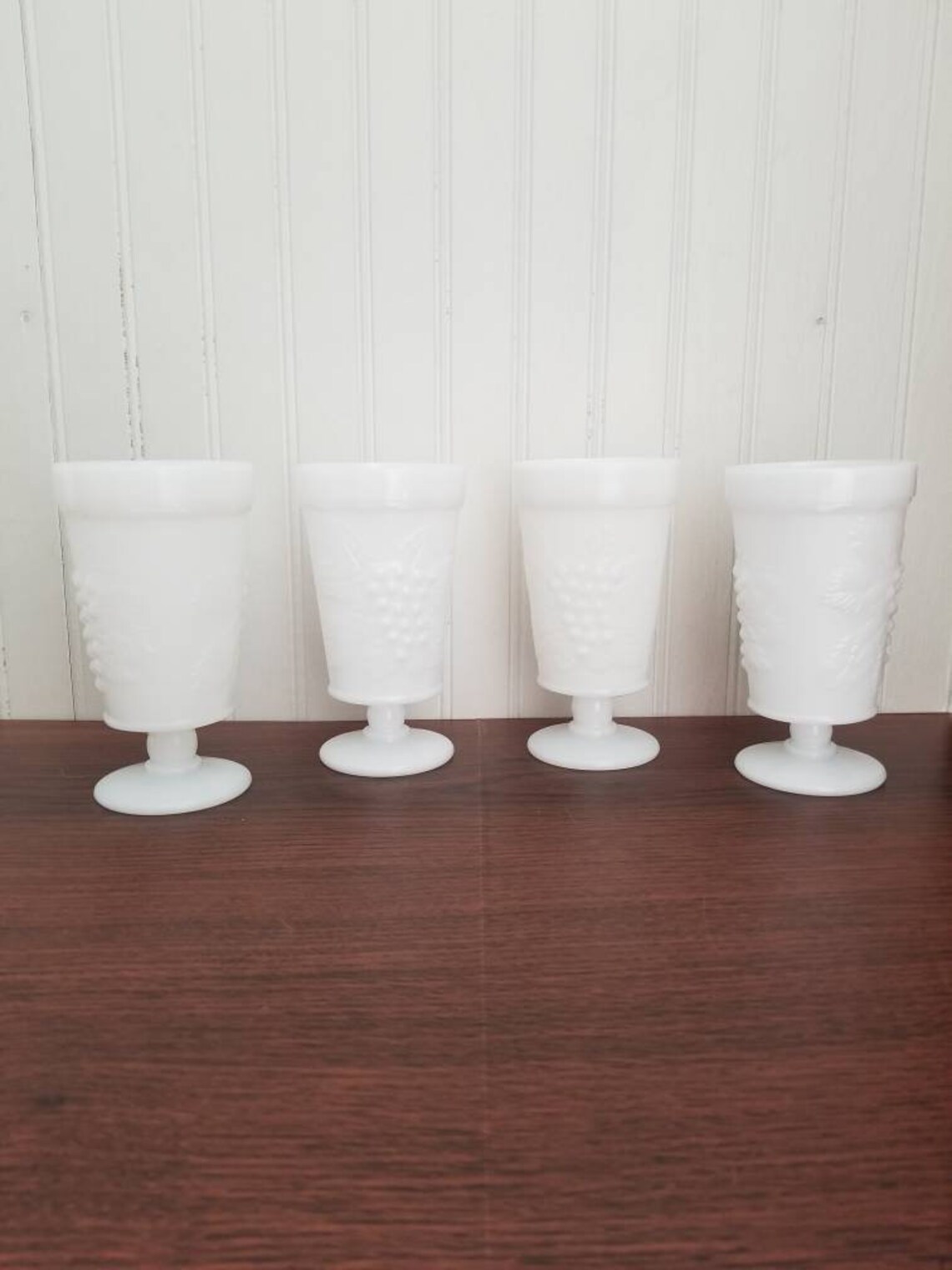 Vintage milk glass goblets set of four Milk glass wedding Etsy