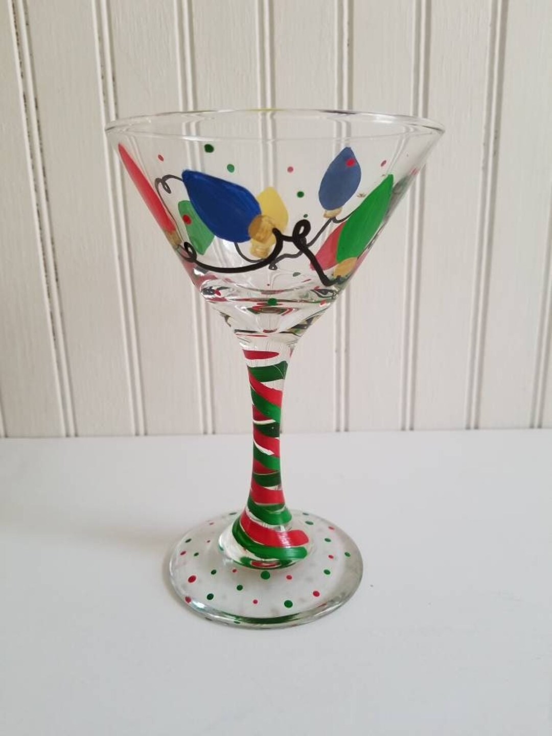 Hand Painted Martini Glass Christmas Martini Glass Christmas Lights