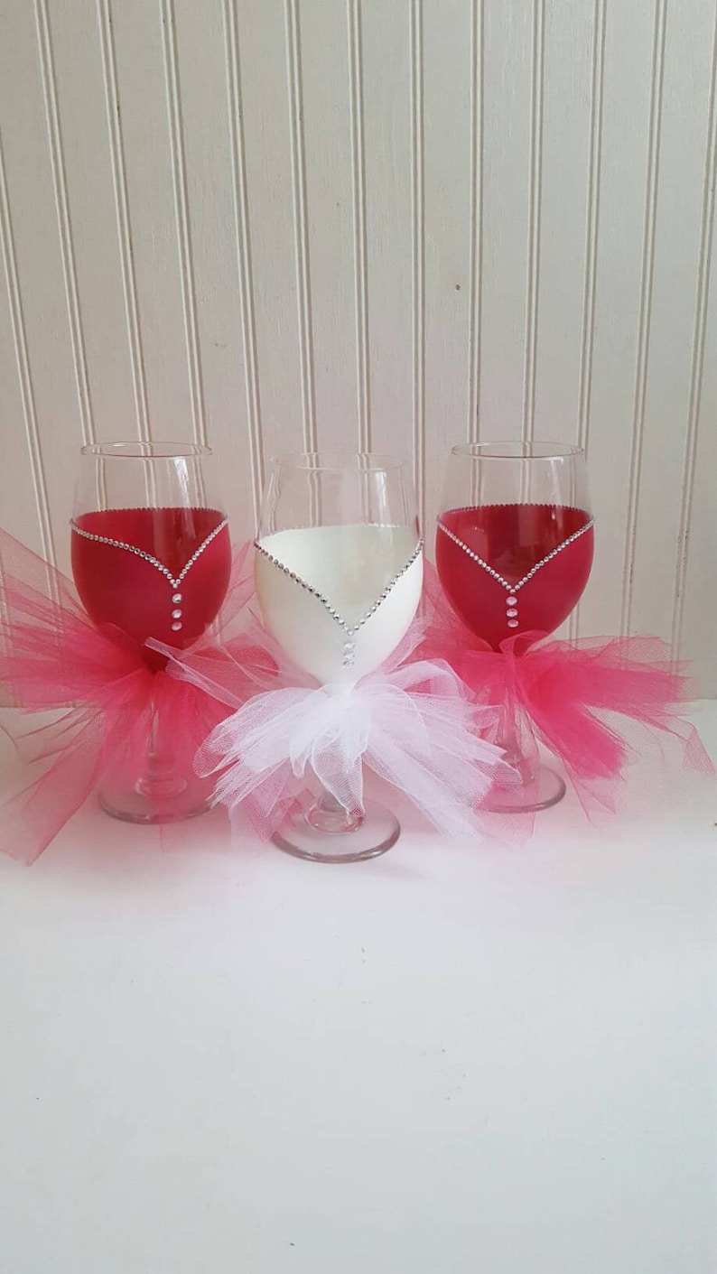 Wedding Glass Hand Painted Wine Glass With Tutu Skirt Wedding Etsy