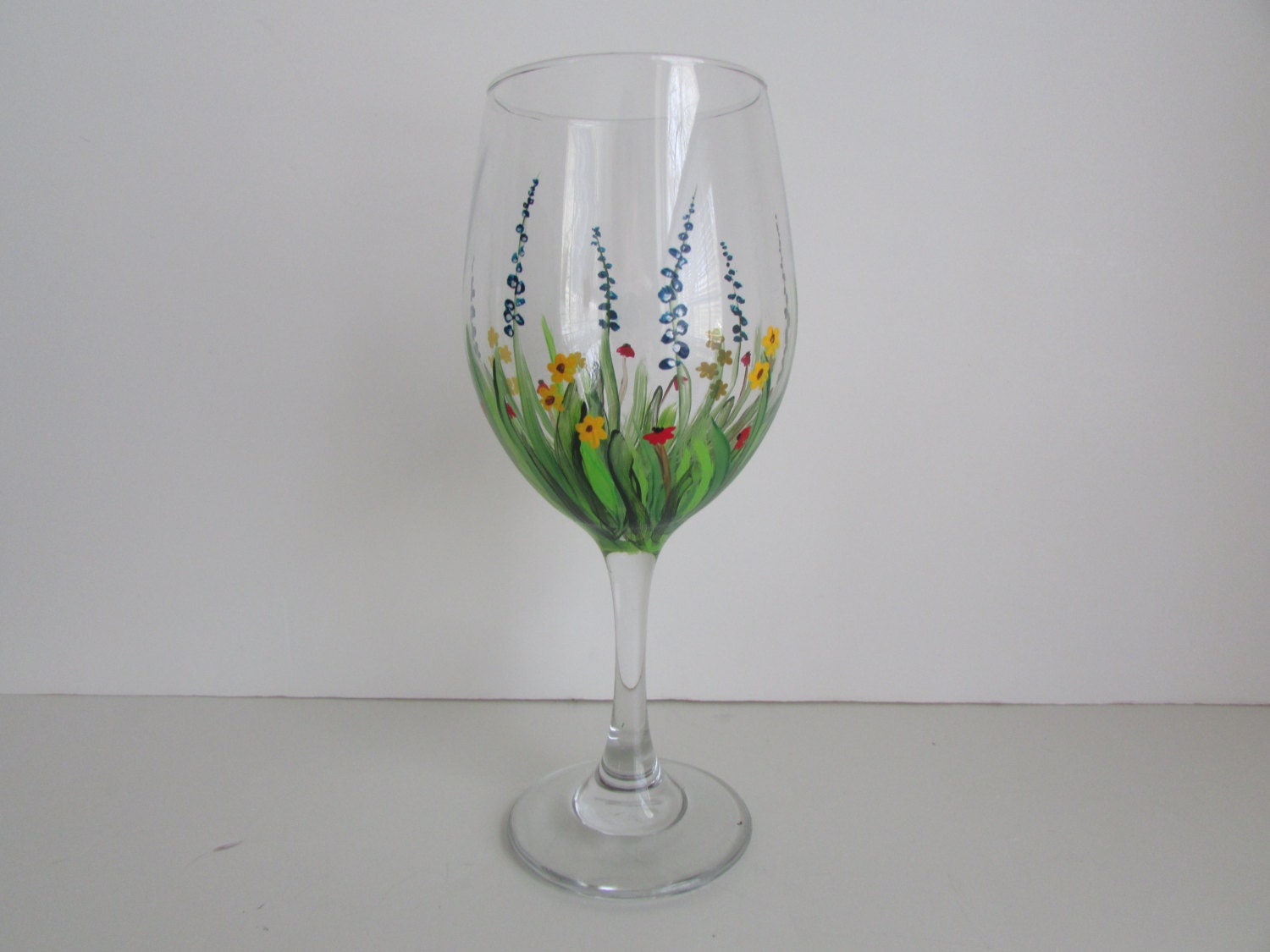 Hand Painted Wine Glass With Flowers Spring Glass Summer Wine Etsy