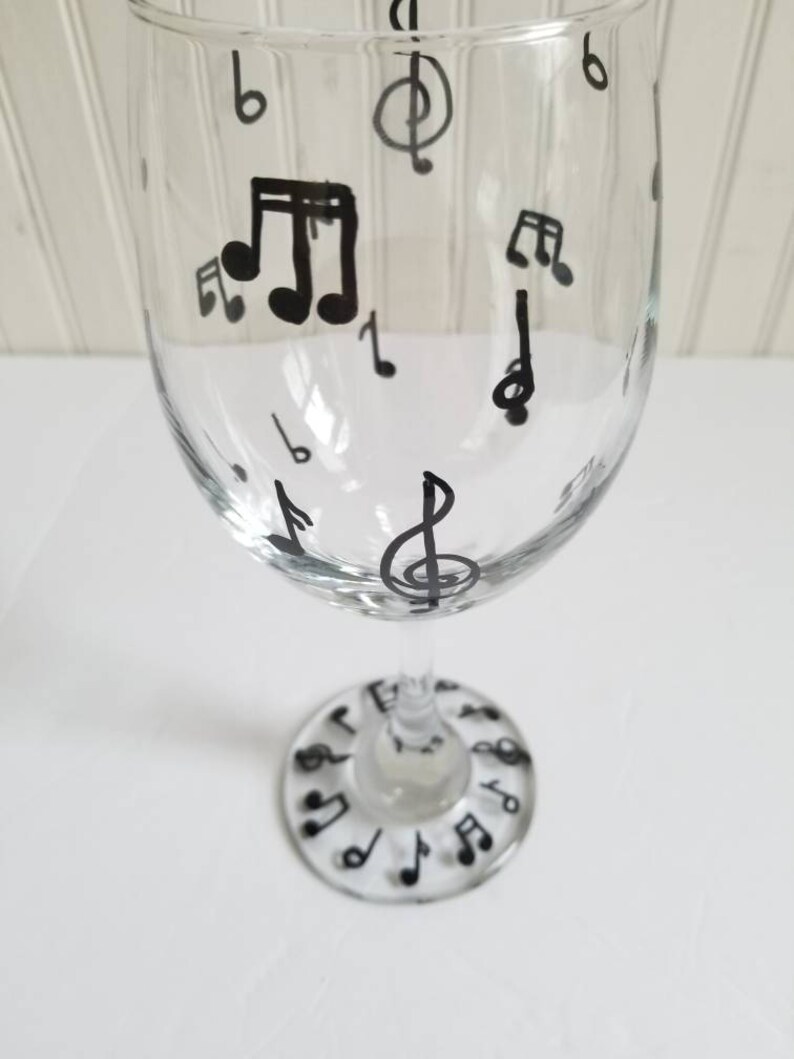 Hand Painted Wine Glass Hand Painted Music Notes on Glass Etsy