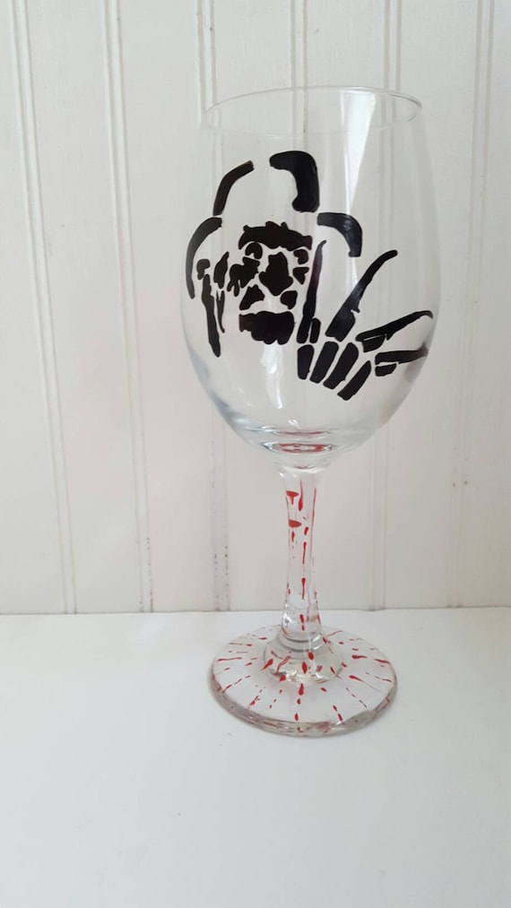 Halloween glass nightmare on elm, halloween party glass  halloween wedding glass freddy krueger halloween wine halloween decoration custom