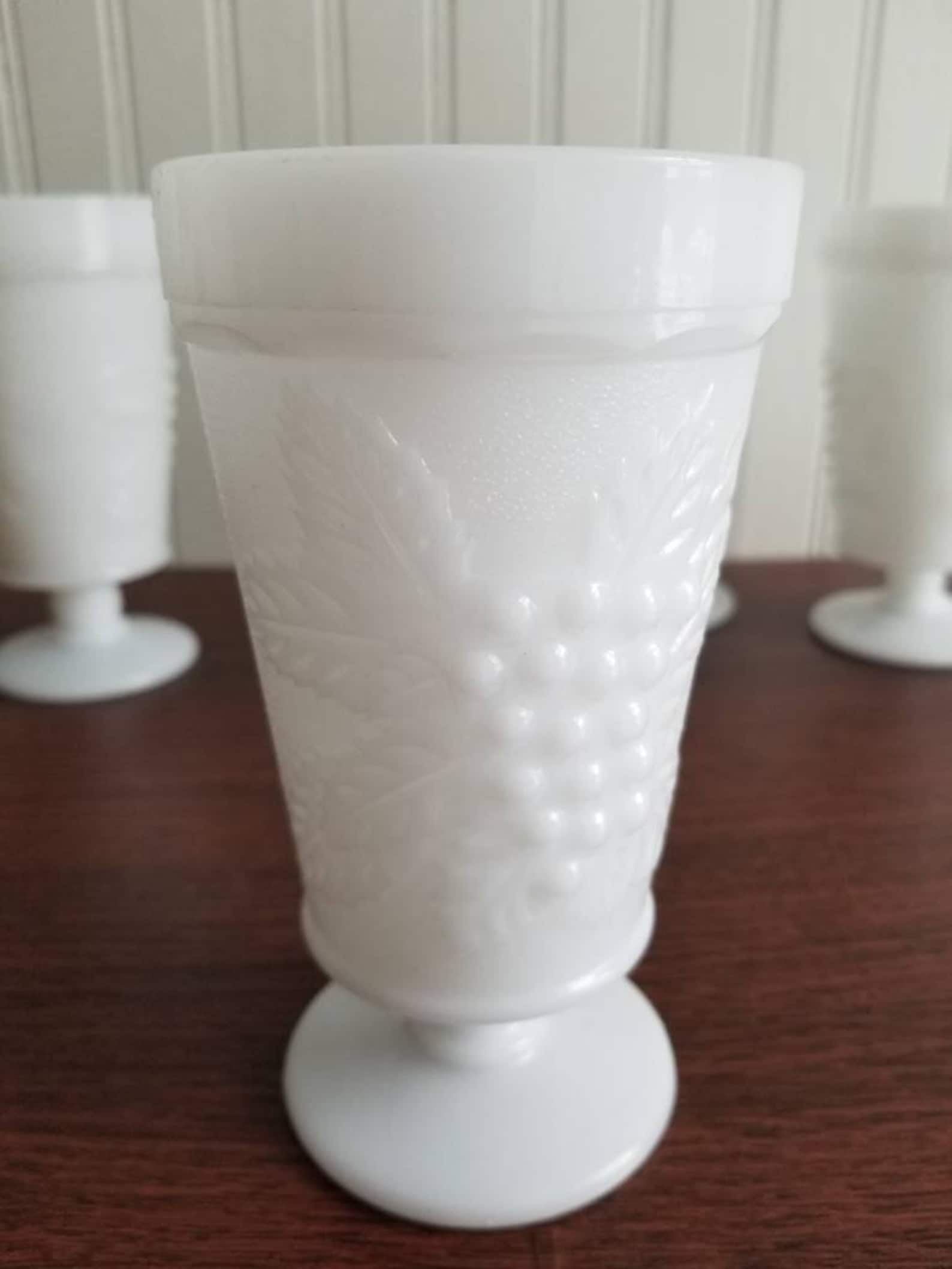 Vintage milk glass goblets set of four Milk glass wedding Etsy
