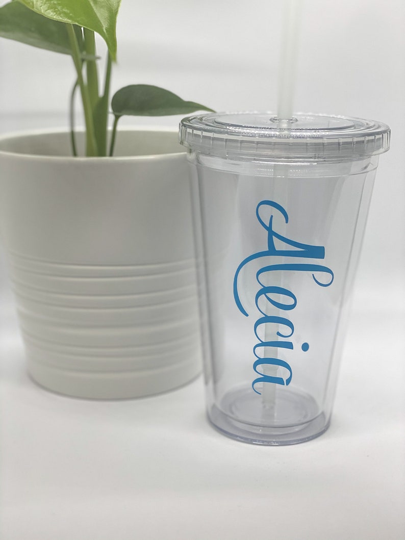 Personalised 473ml Plastic Insulated Tumbler With Straw Iced Etsy