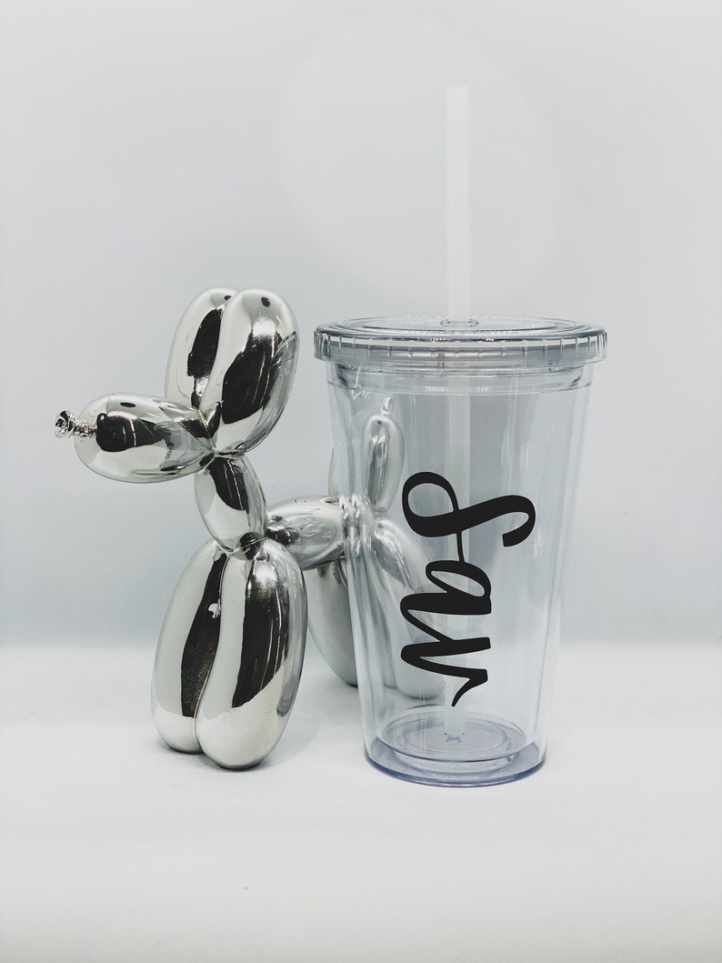 Personalised 473ml Plastic Insulated Tumbler With Straw Iced Etsy