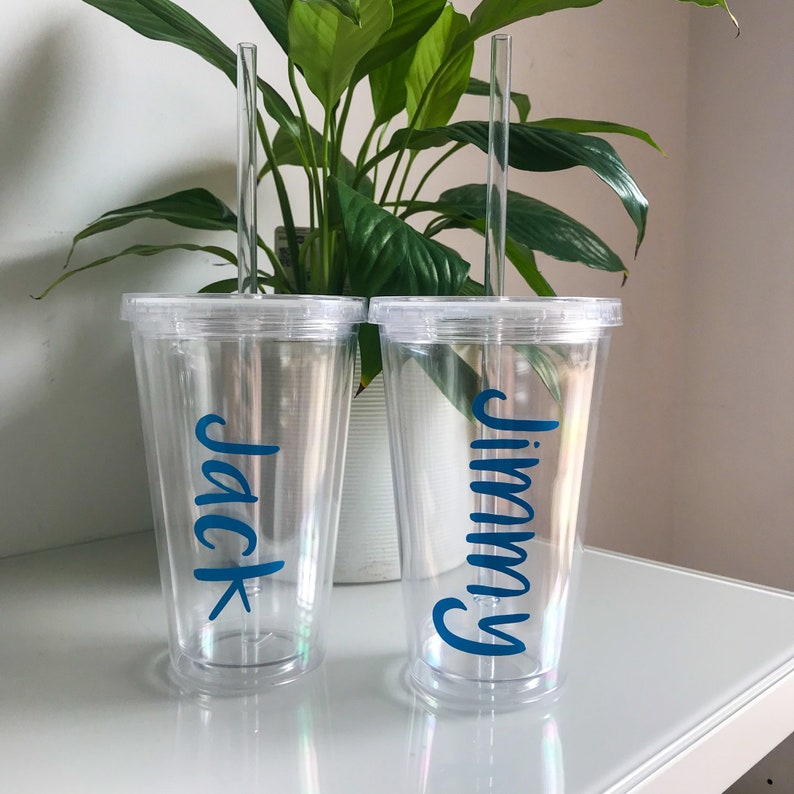 Personalised 473ml Plastic Insulated Tumbler With Straw Iced Etsy