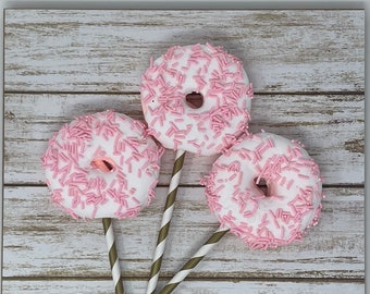 Fake bake donuts, donuts wreaths attachments, faux pink donuts, fake bake decor, pink donuts,