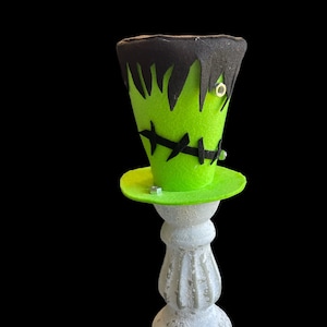 Halloween frankenstein mini top hat wreath attachment, diy halloween frankenstein wreath attachment, green Frankie wreath decor,