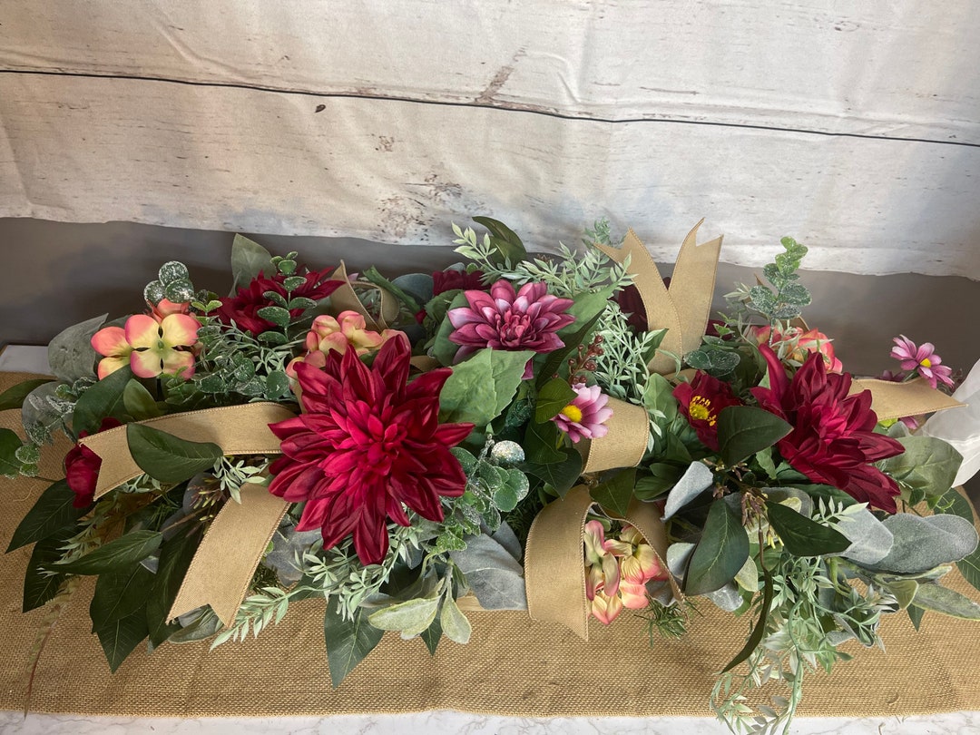 Everyday Flowers and Ribbons Swag, Floral Swag Wall Decor, Wedding