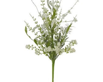Spray de fleurs blanches, fournitures de fabrication de couronnes, blanc 60919, fournitures de fleurs artificielles,
