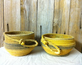 Handmade Lariat Rope Basket - Rustic Texas Ranch Decor