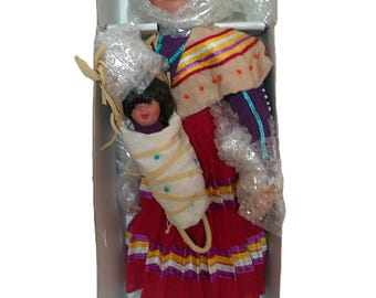 Enola Porcelain Native American Mother with Papoose on His Cradleboard, Certificate & Original Box