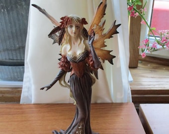 Coral Woodland Resin Day Fairy 10.5" Tall and Proud, Mystical, Elegant, Enchanting, Ready for Collecting/Gift Giving in Original Box