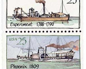 Block of 5 NEW 1989 25 Cent Steamboat Stamps