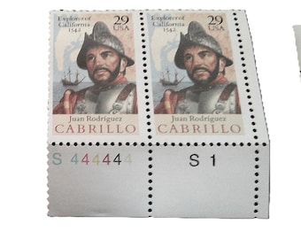 1992 Juan Rodriguez Cabrillo Pre-Pasted NEW Stamps, 1500s Spanish Explorer