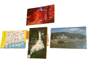 Northwest Connecticut Set of 4 1991 Colorful, Seasonal Unused Postcards for Collages, Photo Albums