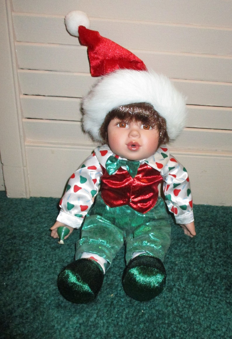 Merry Kisses 12 Inch boy elf doll created by Marie image 0