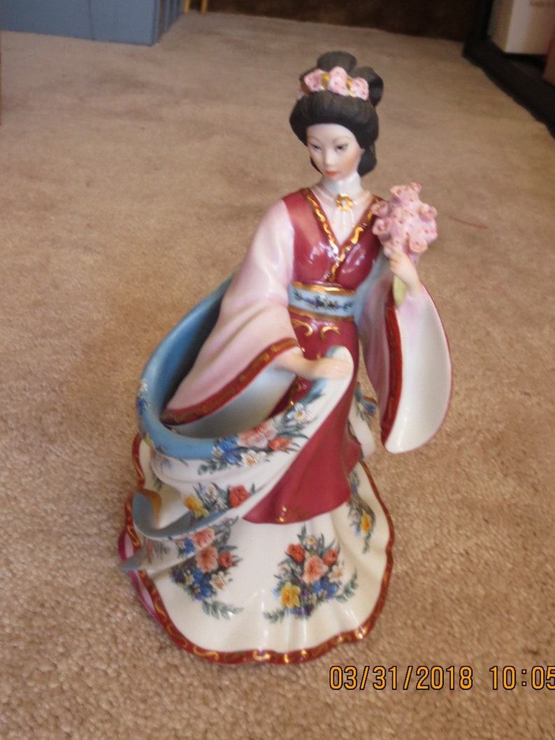 Early 90s 12 inch porcelain Geisha figurine  Plum Blossom image 1