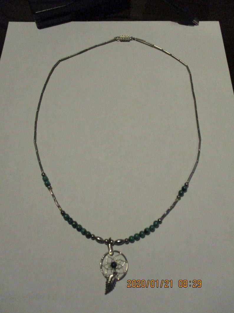 Native American 20 Inch Necklace of Small Green Bead Turquoise image 2