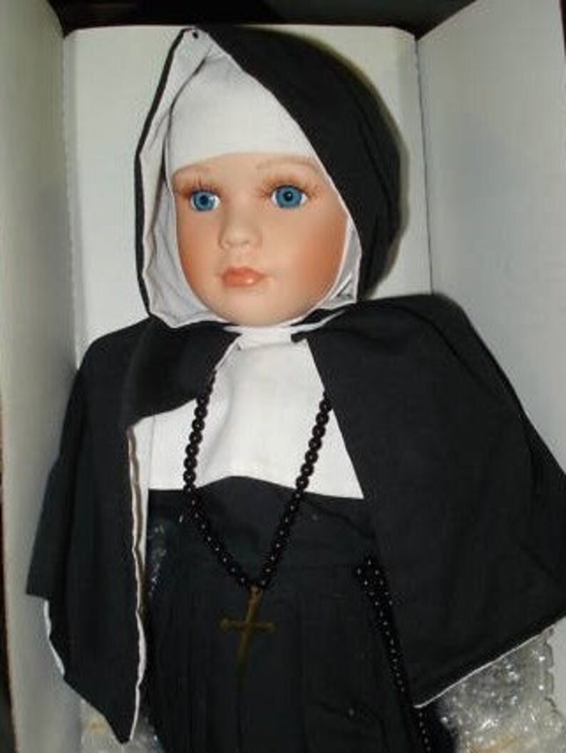 FREE SHIPPING Vtg 16 Inch Porcelain Sister Ann Religious Doll image 0