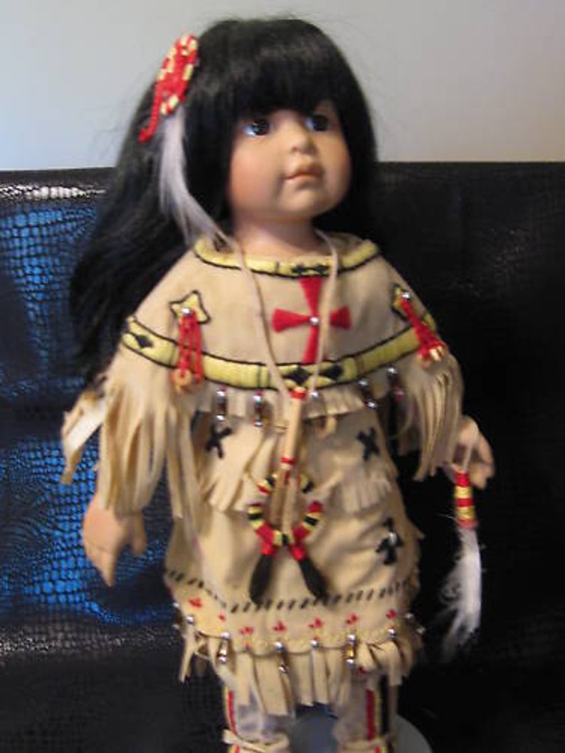 VINTAGE DOLL Buffalo Child Native American Porcelain 13 image 0