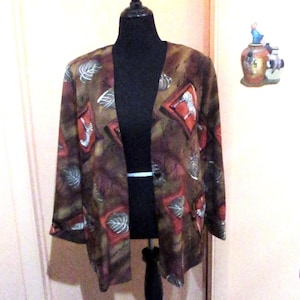 Zebra Print Ladies Summer Belted Blazer: Size Petite Medium, Unlined, Patch Pockets