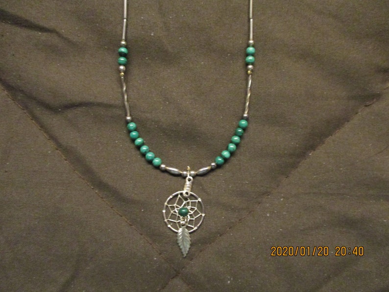 Native American 20 Inch Necklace of Small Green Bead Turquoise image 6