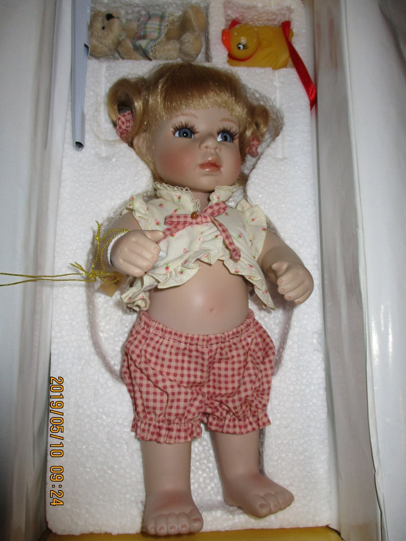 TAYLOR 10 Inch All Body Porcelain Toddler Doll by Seymour Mann image 1